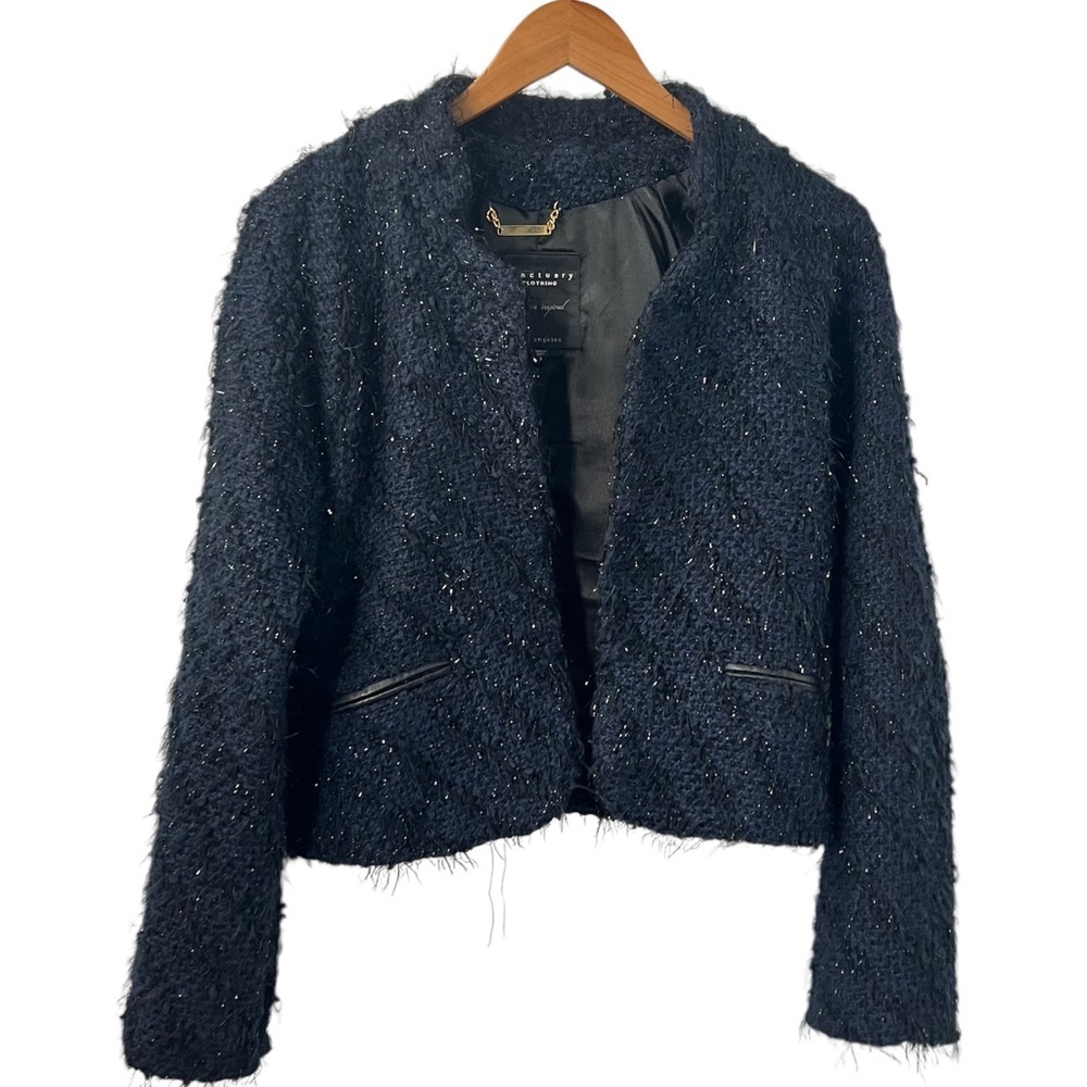 Sanctuary Clothing Los Angeles Midnight Blue & Black Boucle Jacket Small